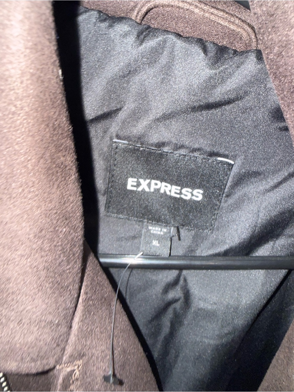 Express Men's Dark Brown Suede Bomber Jacket - Picture 2 of 3